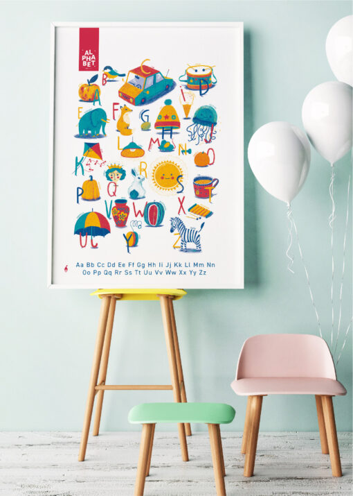 English Alphabet Poster, English Alphabet ABC Digital Art, Kids Room Art, Nursery Art, Nursery Wall Art, Kids Alphabet, ABC, Kids Education - Image 2