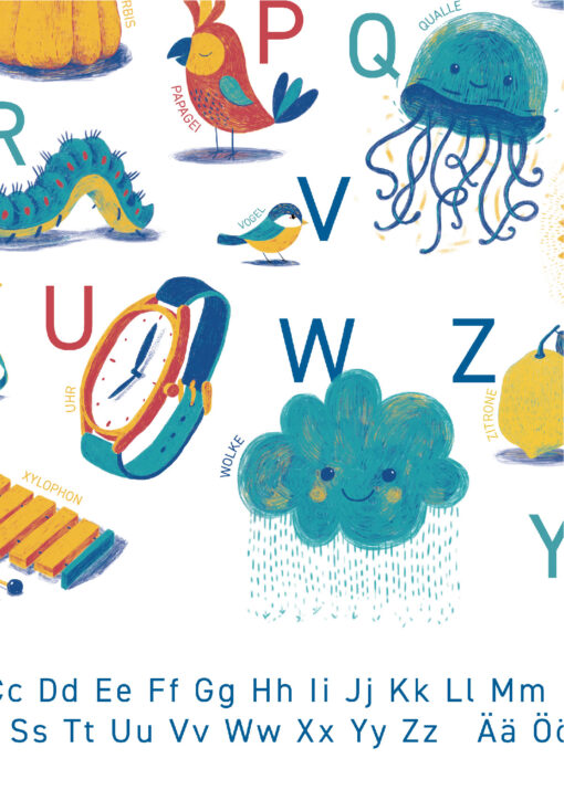 German Alphabet Poster CLASSIC, German Alphabet ABC Digital Art, Kids Room Art, Nursery Art, Nursery Wall Art, Kids Alphabet, ABC, Kids Education - Image 3