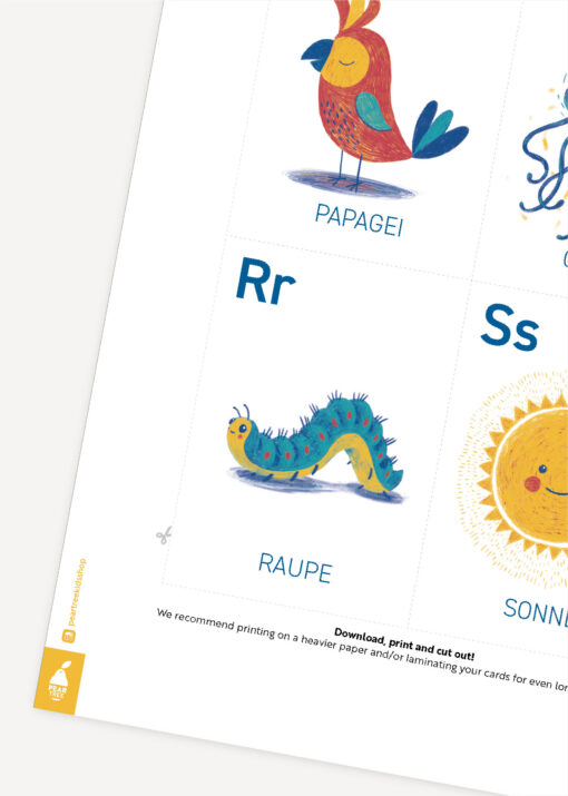 German Alphabet Flash cards, German Alphabet ABC Digital Art, Kids Alphabet, ABC, Kids Education - Image 3