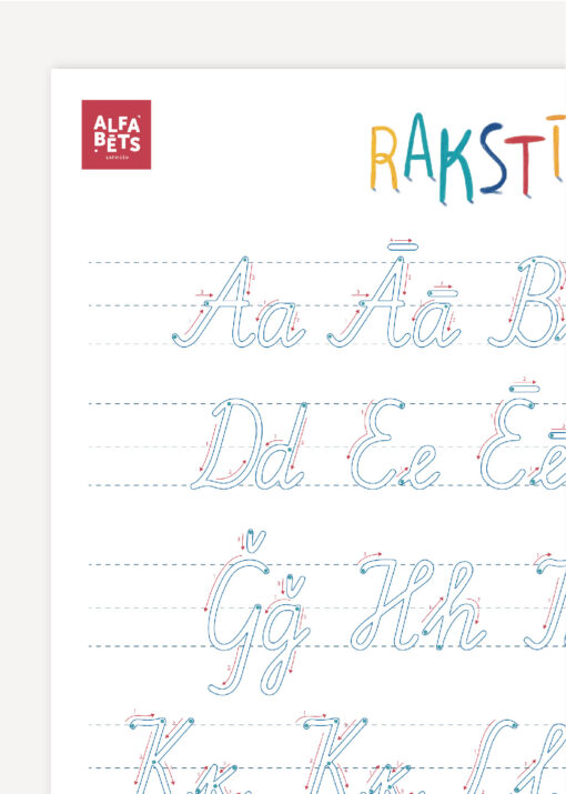 Latvian Cursive Alphabet Worksheet, Latvian Alphabet, Cursive, ABC, Kids Education - Image 3