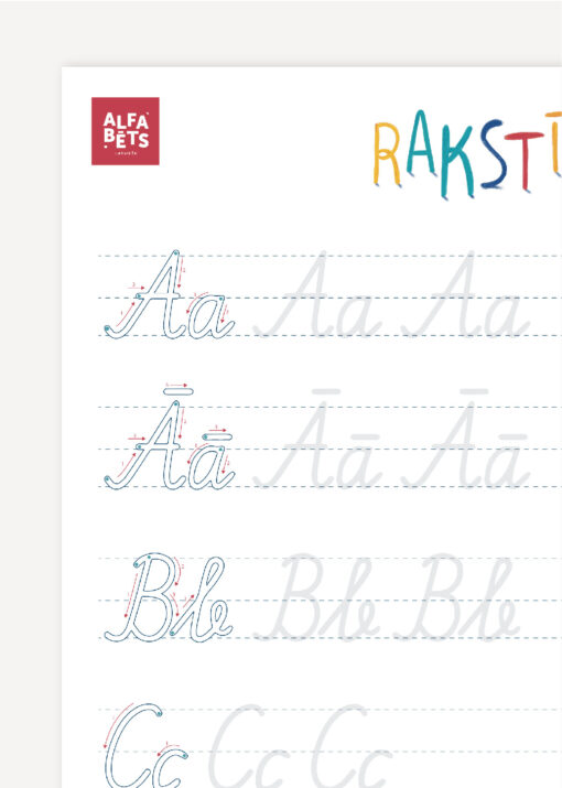 Latvian Cursive Alphabet Worksheet extended version, Latvian Alphabet, Cursive, ABC, Kids Education - Image 3